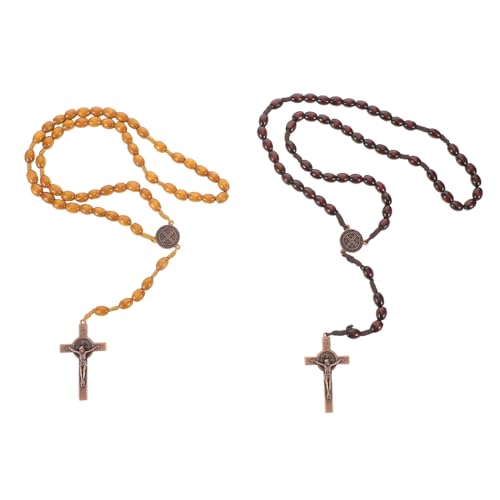 COLLBATH 2 Stück Katholische Gebetskette mit Kreuz Anhänger Natürliche Holzperlen für Männer und Frauen Accessoire für Spirituelle Praktiken und Meditation COLLBATH 2 Stück Katholische Gebetskette mit Kreuz Anhänger Natürliche Holzperlen für Männer und Frauen Accessoire für Spirituelle Praktiken und Meditation von COLLBATH