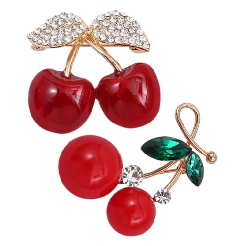 COLLBATH 2 Stück Kawaii Kirschbrosche Anstecknadel Rote Frucht Corsage für Damen Kleidung Accessoires Vielseitige Verwendung für Hüte Taschen und Schals von COLLBATH