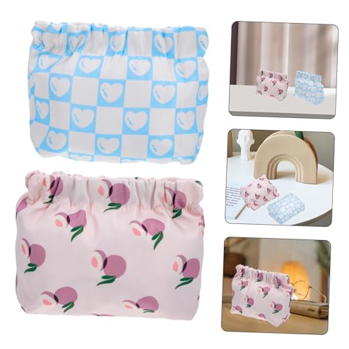 COLLBATH 2 Stück Kleine Schminktasche mit Reißverschluss Tragbarer Kosmetikbeutel mit Modischem Print Kompakt und Praktisch für Damen für Reisen und Alltag von COLLBATH