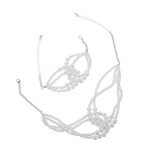 COLLBATH 2 Stück Knotted Mehrlagige Perlenkette und Armband Französisches Design Leichte Hautfreundliche Kunstperlen Schmuck für Hochzeit Brautjungfer Party und Alltag von COLLBATH