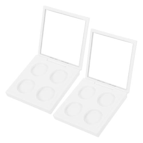 COLLBATH 2 Stück Leere Lidschatten und Lippenstifthülle Weiß Innendurchmesser Fach Magnetisch Transparentes Fenster Kosmetik Make Up Organizer für Frauen DIY Anwendung von COLLBATH