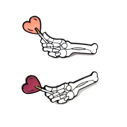 COLLBATH 2 Stück Legierter Brosche Skelett Hand Herz Brosche für Schals Taschen Kleidung Hosen Punk Accessoire für Strapazierfähiges Design von COLLBATH