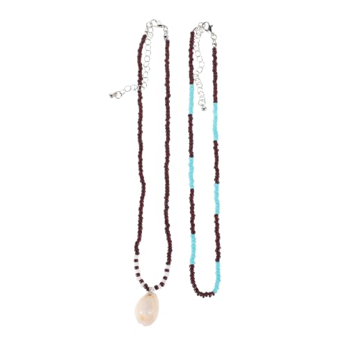 COLLBATH 2stücke Muschelkette Mit Künstlichem Muschelanhänger Und Bunten Perlen Stranddesign-halskette Für Teenager-mädchen Leichter Halsschmuck Für Sommertage Und Küstenoutfits von COLLBATH