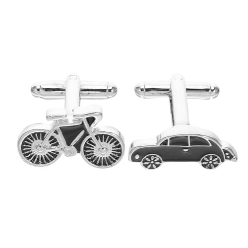 COLLBATH 2 Stück Modische Manschettenknöpfe für Herren mit Auto Fahrradmotiv Einzigartiges Design Sicherer Halt Komfortabel Langlebig Geeignet für Business Freizeithemden von COLLBATH