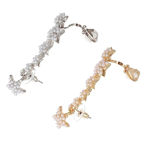 COLLBATH 2 Stück Ohrclip Ohrringe Ohrstecker Frauen Ohrring Abschlussball Ohrring Ohr Zubehör Ohrenschmuck Imitationsperlen von COLLBATH