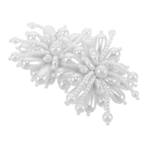 COLLBATH 2 Stück Perlenblumen Schuhclips Weiß Handgefertigt Abnehmbare Brautschmuck Schuhschnallen Elegante Dekoration für Damen Hochzeitsschuhe von COLLBATH