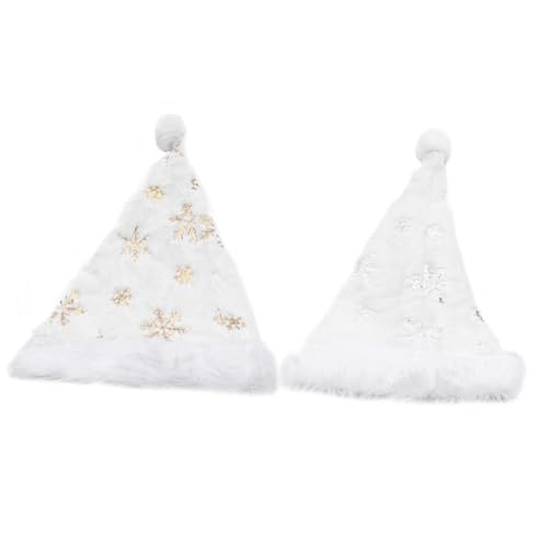 COLLBATH 2er Satz Kreative Plüsch-weihnachtsmütze Schneeflockenhut Party-kopfschmuck Mit Stickerei von COLLBATH