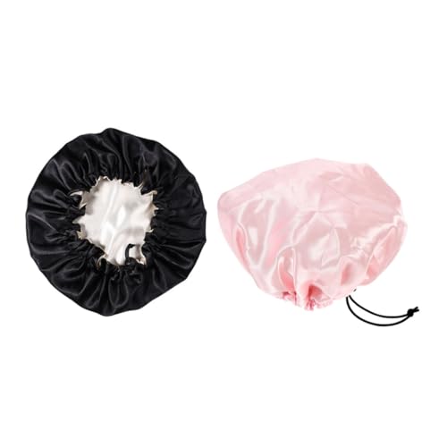 COLLBATH 2 Stück Praktische Schlafhaube Satin Doppellagig Elastisch Verstellbar Haarschutz für Schlaf Duschen und Hausarbeit Weich Atmungsaktiv Mädchen Junge Bonnet von COLLBATH