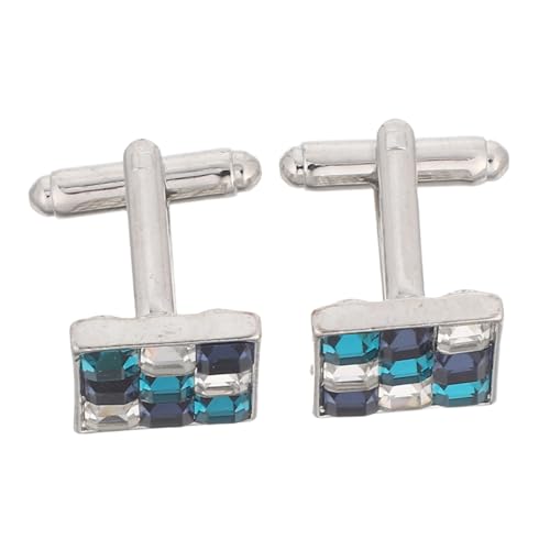 COLLBATH 2 Stück Quadratische Manschettenknöpfe mit Farbigem Zirkonia Französische Hemdknöpfe für Herren Elegante Schmuckstücke für Anzug Hochzeit Business und Formelle Anlässe von COLLBATH