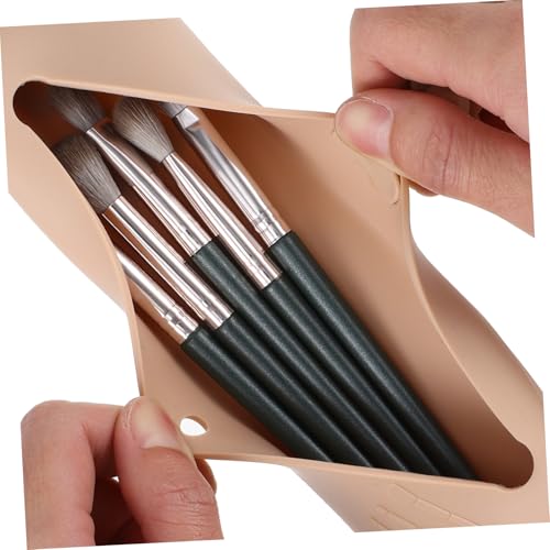 COLLBATH 2 Stück Reise Make up pinselhalter aus Silikon Kompakte Kosmetiktasche mit Schrägen Öffnungen und Verschluss Rutschfester Pinsel Organizer für Lidschatten und Augenbrauen Tragbar von COLLBATH