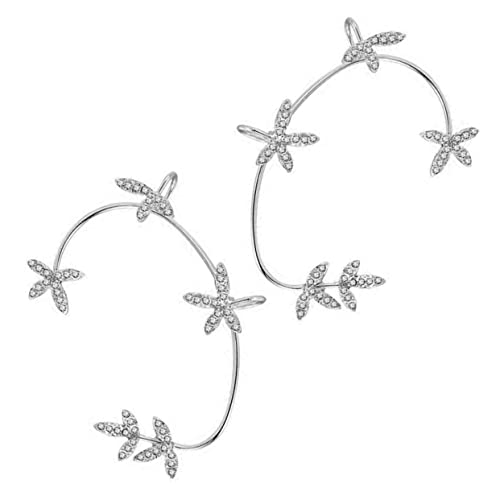 COLLBATH 2 Stück Rhinestone Ohrklemme Vintage Ohrclips Ohrloch Baumblatt Form Komfortabel für Damen und Mädchen Auffälliger Ohrschmuck mit Funkelnden Strasssteinen von COLLBATH