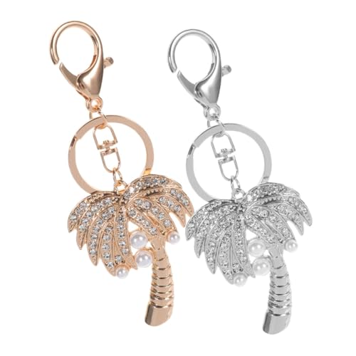 COLLBATH 2 Stück Schlüsselanhänger Mit Kunstperlen Und Strass-kokosnussbaum-anhänger Süße Schlüsselanhänger Taschenanhänger Perlen-schlüsselanhänger von COLLBATH