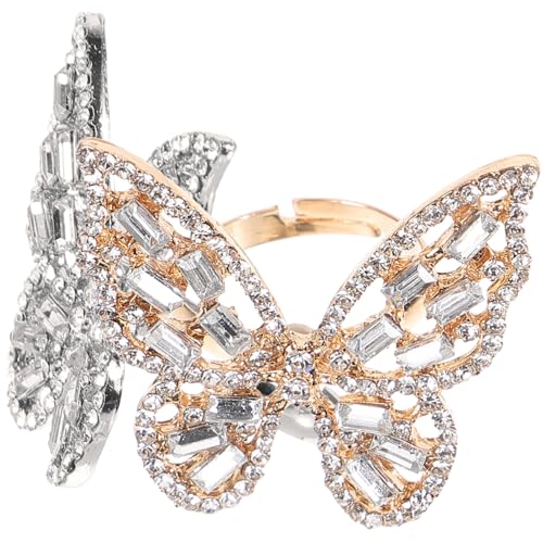 COLLBATH 2 Stück Schmetterlingsringe Aus Legierung Mit Strass-verzierung Für Damen Einzigartiges Ring Für Mädchen von COLLBATH