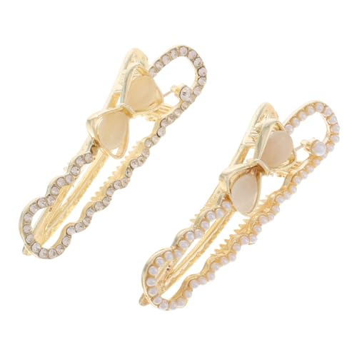 COLLBATH 2 Stück Strass Haarspangen mit Schleife aus Kunstperlen und Kristallen Haarklammern für Damen Fester Vielseitig für Alltag Hochzeit und Besondere Anlässe von COLLBATH