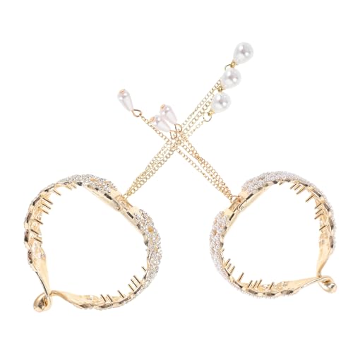 COLLBATH 2 Stück Strass Perlen Haarklammern Damen Ergonomische Haarklammer für Ponytail Fester Leichter Haarclip mit Dekoration für Alltag und Party von COLLBATH