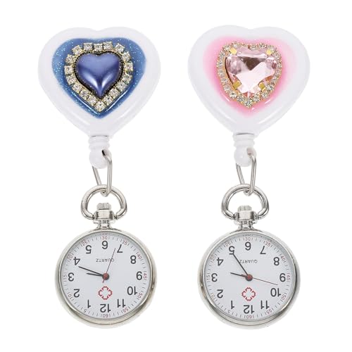 COLLBATH Taschenuhr Für Krankenschwester Herzförmige Uhr Mit Schnallenclip Dekorative Medizinische Uhr Aus Glas von COLLBATH