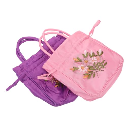 COLLBATH 2 Stück Teiliges Besticktes Damenhandtaschen Strapazierfähigem mit Verstellbarem Kordelverschluss Ethnisch Inspirierte Umhängetasche für Alltag Reisen und Festliche Anlässe von COLLBATH