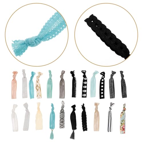 COLLBATH 2 Stück Teiliges Elastische Spitzen scrunchies mit Quasten Schonende Haargummis für Damen und Mädchen Vielseitig Dehnbare Haarschleifen in Pastellgrün Schwarz Hautfarben und von COLLBATH