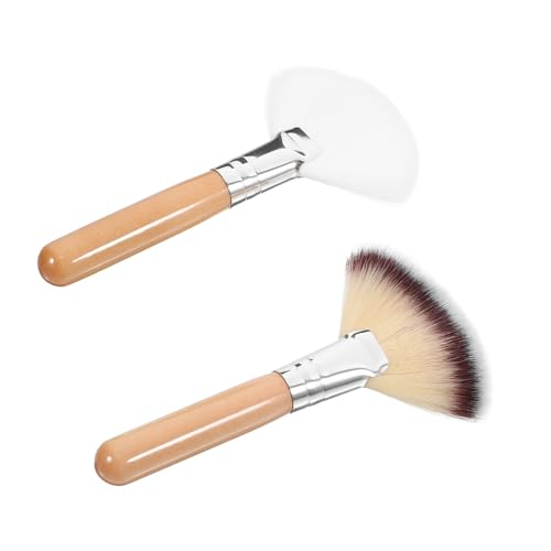 COLLBATH 2 Stück Teiliges Fächerpinsel Langem Griff Weiche Nylonborsten Vielseitiger Gesichtspinsel für Puder Foundation Blush Hautschonend Langlebig und Präzise für Damen und Mädchen von COLLBATH
