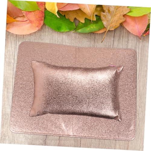COLLBATH 2 Stück Teiliges Faltbares Pu leder Handkissen Nagel Salon Kissen Handauflage Handstütze Handpolster für Maniküre Nagelkunst Zubehör in Champagner Gold von COLLBATH