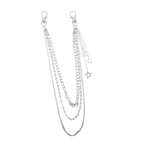 COLLBATH 2stücke Kettengürtel Gothic Für Damen Und Herren Verstellbare Hosenketten Aus Metall Mit Sternmotiv Punk-taschenketten Und Rockketten Vintage Stil Bekleidungszubehör von COLLBATH