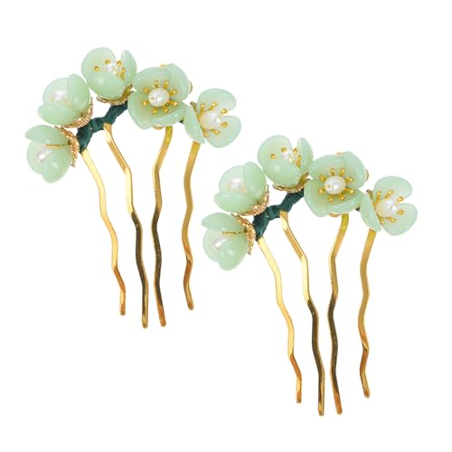 COLLBATH 2 Stück Teiliges Klassisches Jade Haarstäbchen Vintage Blumen Haarschmuck Chinesischer Haarstick für Hanfu Dutt Hochzeitsfest Party Haarnadeln Frauen von COLLBATH