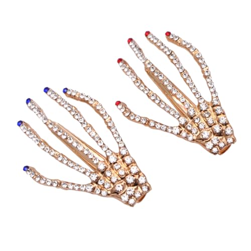 COLLBATH 2 Stück Teiliges Skelett Krallen Haarspangen für Frauen Rote und Blaue Haarklammern in Klauenform Modischer Haarschmuck für Halloween Cosplay und Party Auffälliges Accessoire für von COLLBATH