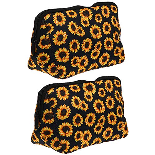 COLLBATH 2 Stück Teiliges Tragbare Kosmetiktasche mit Reißverschluss Leichte und Langlebige Kulturbeutel für Damen und Mädchen Wasserabweisender Make up Organizer mit Blumenmuster von COLLBATH