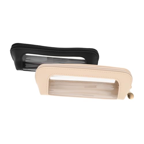 COLLBATH 2 Stück Teiliges Transparentes Make-up Pinsel Aufbewahrungsset Wasserdichter PU Kosmetik Organizer mit Reißverschluss Handlich und Leicht für Reisen Büro und Zuhause Klare Sicht von COLLBATH