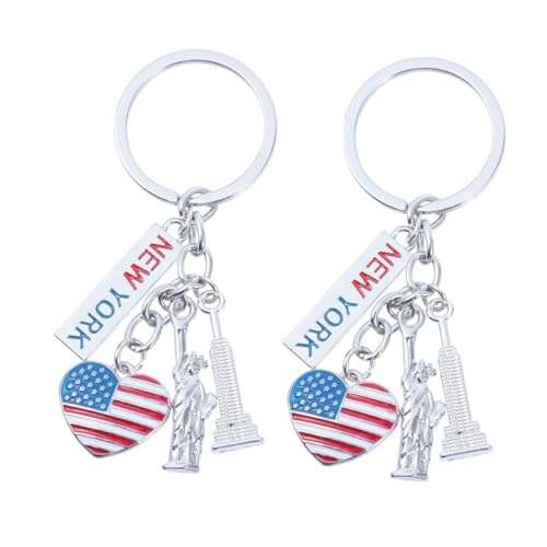 COLLBATH Zeitlose Schlüsselanhänger Mit Usa-Flagge Und Freiheitsstatue – 2 Stück Handtaschenanhänger Aus Metalllegierung Als Souvenir von COLLBATH