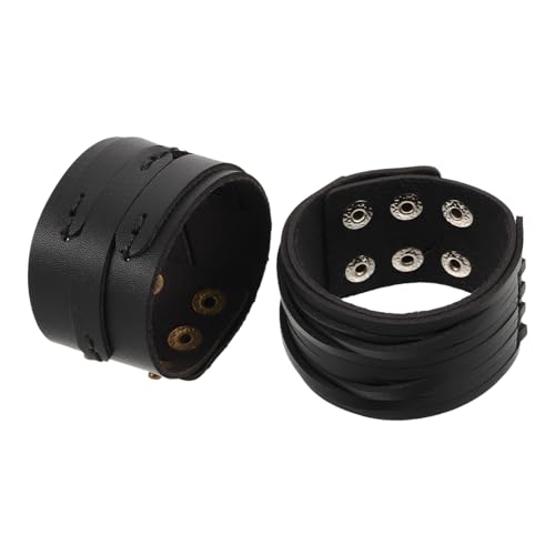 COLLBATH 2 Stück Verstellbares Herren PU Armband im Vintage Stil mit Nieten für Partys und Alltag von COLLBATH