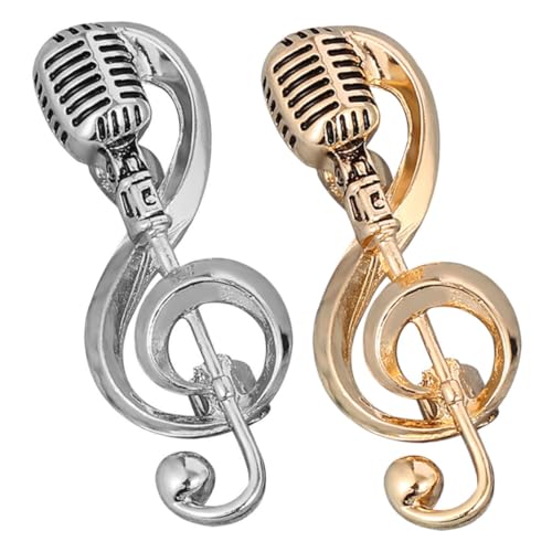 COLLBATH 2 Stück Vintage Brosche Mikrofon Musik Brosche Anstecknadeln Für Damen Und Herren Modische Schmuckbrosche Aus Metalllegierung Elegantes Kleidungsaccessoire Für von COLLBATH
