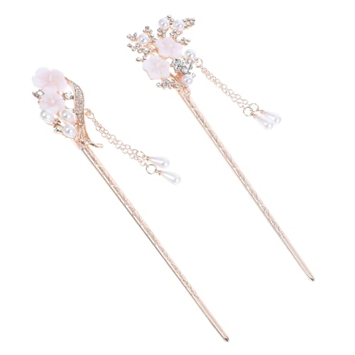 COLLBATH 2 Stück Vintage Haarnadeln Retro Blüten Haarschmuck mit Perlen und Quasten Stabiles Accessoire für Dutt und Haarknoten Geeignet für Frauen bei Festen und Besonderen Anlässen von COLLBATH