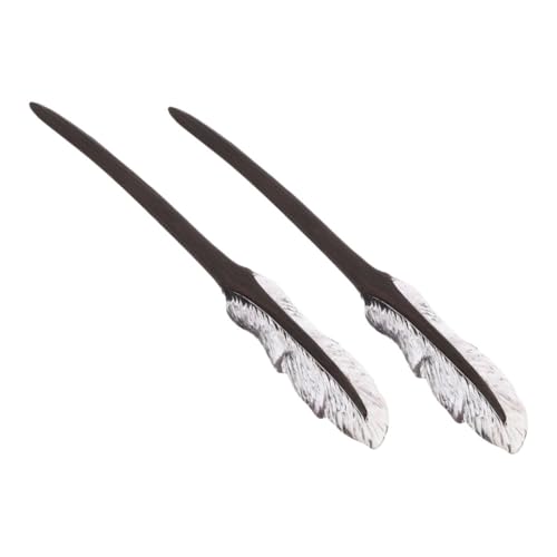 COLLBATH 2 Stück Vintage Holz Haarstäbchen Chinesischer Haarstab mit Federschmuck Haarnadel für Frauen Hanfu Dutt Halter Alltagsmode von COLLBATH