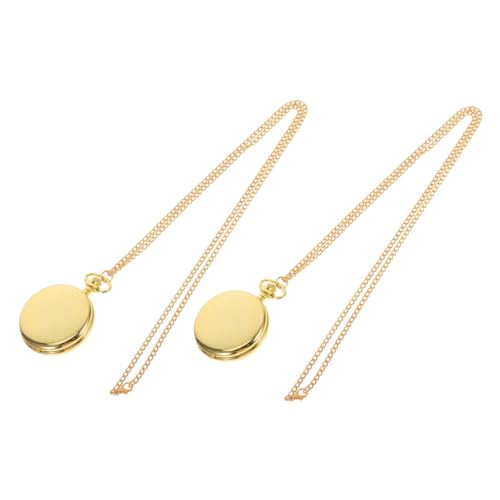 COLLBATH 2 Stück Vintage Taschenuhr Anhänger mit Kette Große Retro Quarzuhr mit Arabischen Ziffern Polierte Doppelseitige Oberfläche Unisex Schmuck für Formelle und Anlässe von COLLBATH