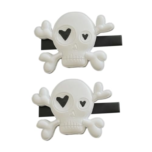 COLLBATH 2 Stück Weiße Skelett Haarspangen Damen Punk Stil Schädel Haarclips Halloween Kostüm Accessoires Modisch Auffällige Haarnadeln für Party und Fasching von COLLBATH