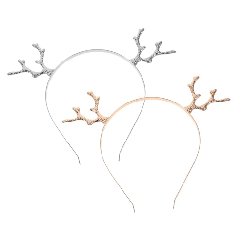 COLLBATH 2 Weihnachts Haarreif mit Metallgeweih Cartoon Cosplay Stirnband für Damen Party Haarschmuck für Karneval Geburtstag Kostümfest und Bühnenauftritte von COLLBATH