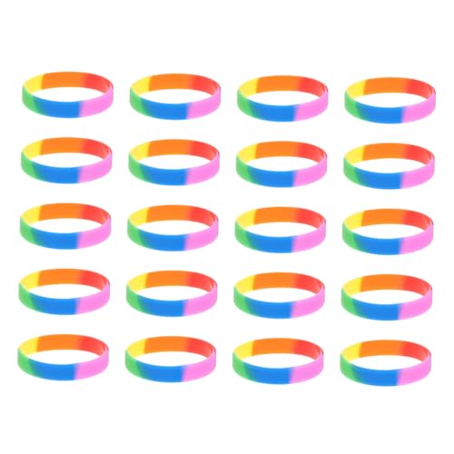 COLLBATH 20 Stück Regenbogen Armband Stilvolles Regenbogen Armband Zartes Regenbogen Armband Modischer Regenbogen Armreif Buntes Silikonband Hand Accessoire Männliches Armband Party von COLLBATH