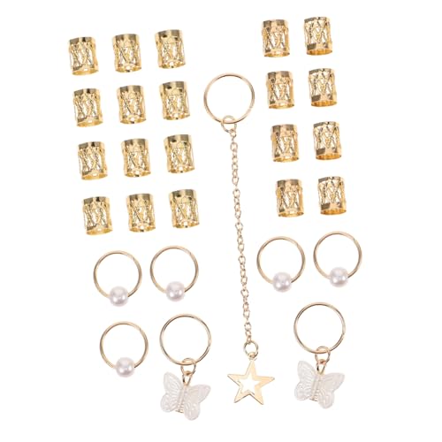 COLLBATH 28 Stück Teiliges Set Haaraccessoires für Zöpfe Haarschmuck Ringe Clips für Dreadlocks Vielseitige Styling Optionen Haarschonendes Material von COLLBATH