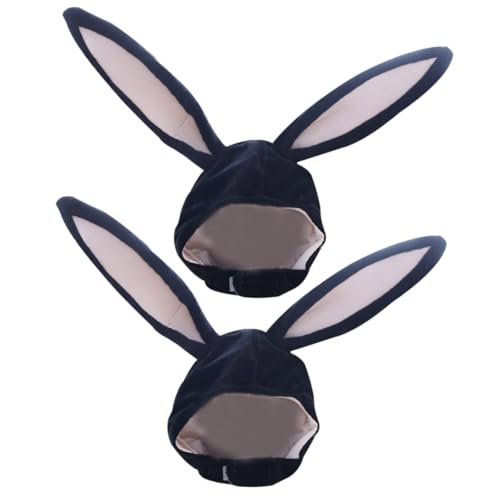 COLLBATH 2Pcs Kaninchen Kopfbedeckung ausgestopfter Hase aus Plüsch Ohren bewegliche Kopfkappe Mütze Hund kaninchenohren rabbit ears Hasenkopfbedeckung Hasenohren Kapuze Plüschstoffe Black von COLLBATH