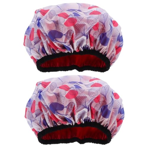 COLLBATH 2stücke Doppelschichtige Duschhaube Für Damen Und Atmungsaktiv Mit Elastischem Band Für Lange Wiederverwendbare Badekappe Für Zuhause Und von COLLBATH