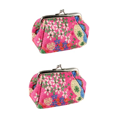 COLLBATH 2stücke Embroidered Purse Für Damen Vintage Handtasche Mit Blumenmuster Für Kleingeld Schlüssel Und Münzen Rosy von COLLBATH