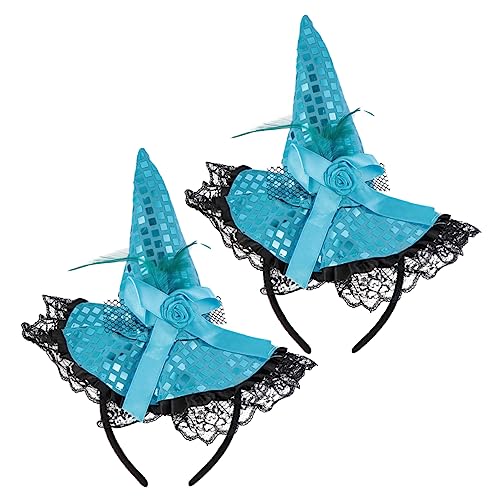 COLLBATH 2 Stück Halloween-hut Hexen-stirnband Maskerade Partykleidung Gerüschte Spitze Pailletten Zur Dekoration Blau von COLLBATH