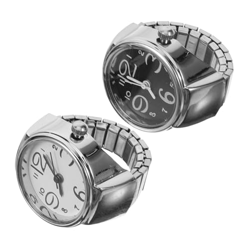 COLLBATH 2Stücke Stylische Ringuhr für Frauen Männer Teiliges Verstellbarem Langlebigem Material für Besondere Anlässe Perfektes von COLLBATH