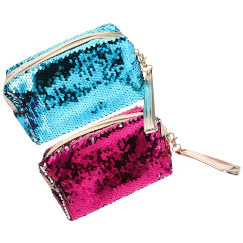 COLLBATH 2stücke Herzform Glitzer-geldbörsen Make-up-Tasche wasserdichte Münzbörse Tragbare Kleingeldbörse Für Mädchen Und Frauen Zufällige Farbe von COLLBATH