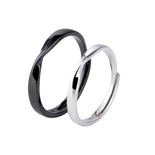 COLLBATH 2st Ringe Aus Sterlingsilber Versprechensringe Für Paare Paar Ringe Paare Klingeln Öffnungsring Verstellbare Ringe Koreanische Version S925 Schmuck von COLLBATH
