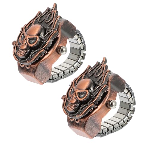 COLLBATH 2stücke Vintage Finger Ring Uhr Für Damen Und Herren Elastische Pack Kreative Ringuhr Mit Flip-open Cover Retro Design Für Täglichen Gebrauch von COLLBATH
