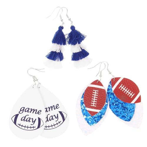 COLLBATH 3 Paare Mehrschichtige Quasten Ohrringe Rugby Sport Design Leicht Bequem Damen Mädchen Cheer Ohrhänger Für Sportparty Kostüm Accessoires COLLBATH 3 Paare Mehrschichtige Quasten Ohrringe Rugby Sport Design Leicht Bequem Damen Mädchen Cheer Ohrhänger Für Sportparty Kostüm Accessoires von COLLBATH