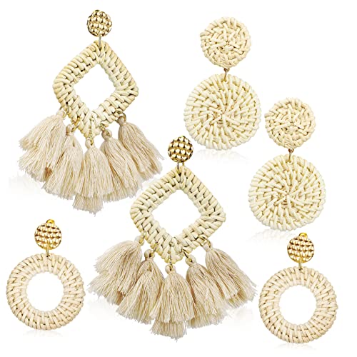 COLLBATH 3 Paare Rattan Gewebte Ohrhänger Damen Bohemian Drop Ohrringe für Frauen Leichte Stilvolle Ohrringe für Partys für Sommer Urlaubsanlässe COLLBATH 3 Paare Rattan Gewebte Ohrhänger Damen Bohemian Drop Ohrringe für Frauen Leichte Stilvolle Ohrringe für Partys für Sommer Urlaubsanlässe von COLLBATH