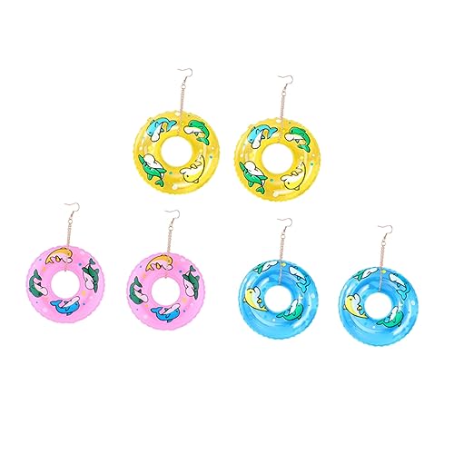 COLLBATH 3 Paare Schwimmring Ohrringe mit Cartoon Muster Bunte Ohrhänger für Partys Hochzeiten und Besondere Anlässe Harz Gefertigt Accessoires für Tag Zufällige Farbe Zufällige Farbe von COLLBATH